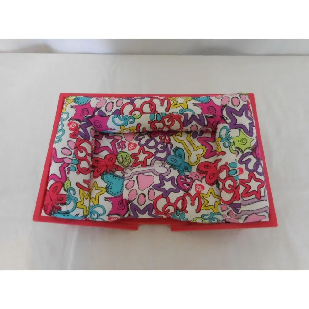 American Girl Doll Funky Pet Bed Truly Me Red Frame with multi color bed